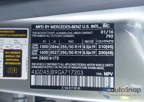 2016 Mercedes-Benz Gle 350 from USA, damaged, VIN 4JGDA5JB9GA717203